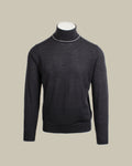 Charcoal Grey Tipping Merino Wool Roll Neck