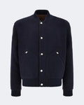 Navy Blue Cashmere Reversible Bomber Jacket