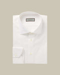 White Twill Cotton Spread Collar Shirt