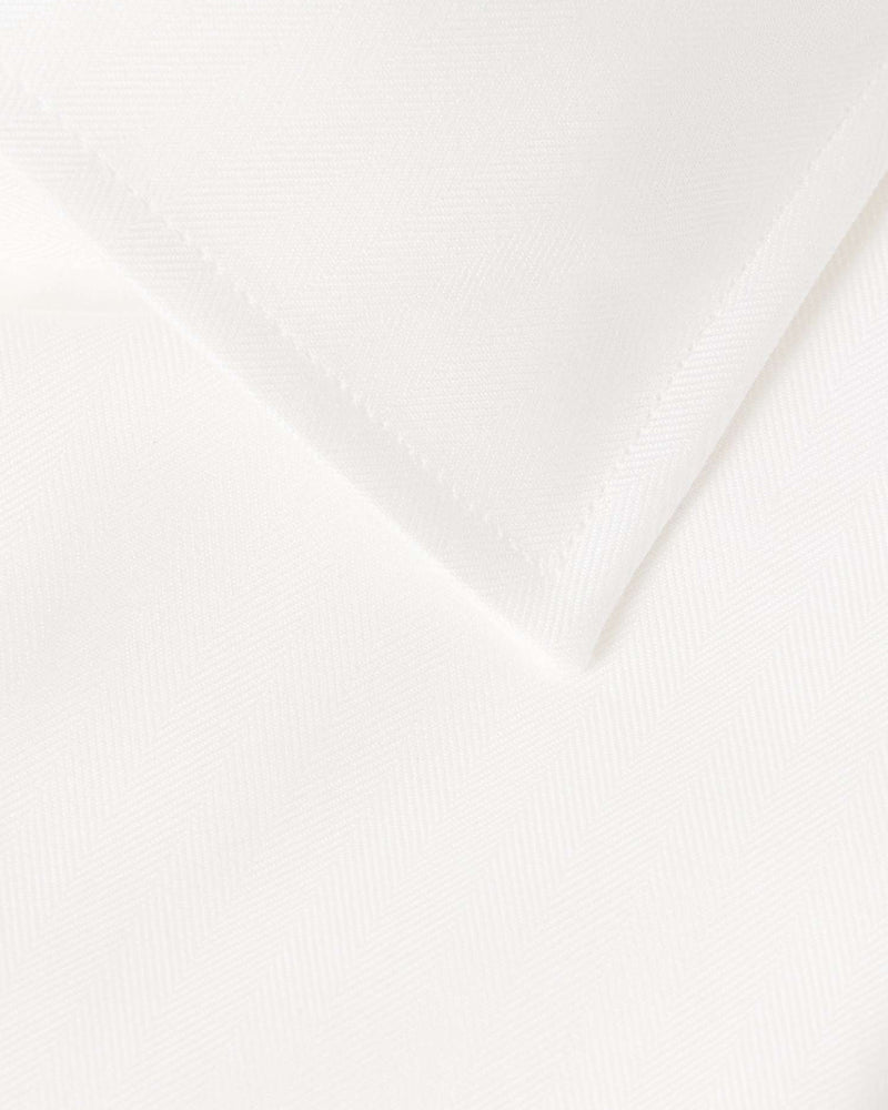White Twill Cotton Spread Collar Shirt