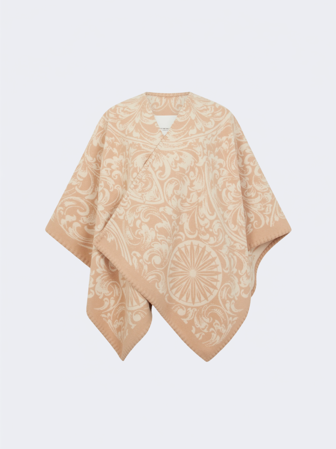 Camel Rose & Scroll Poncho