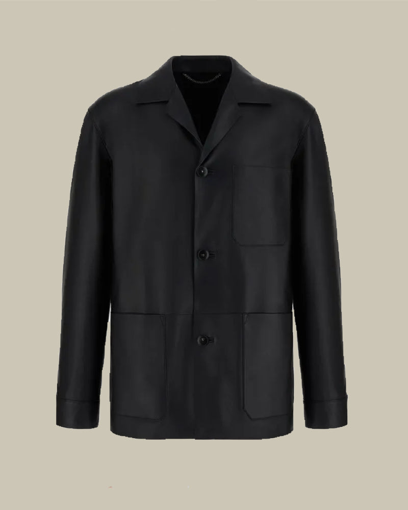 Black Nappa Leather Work Jacket