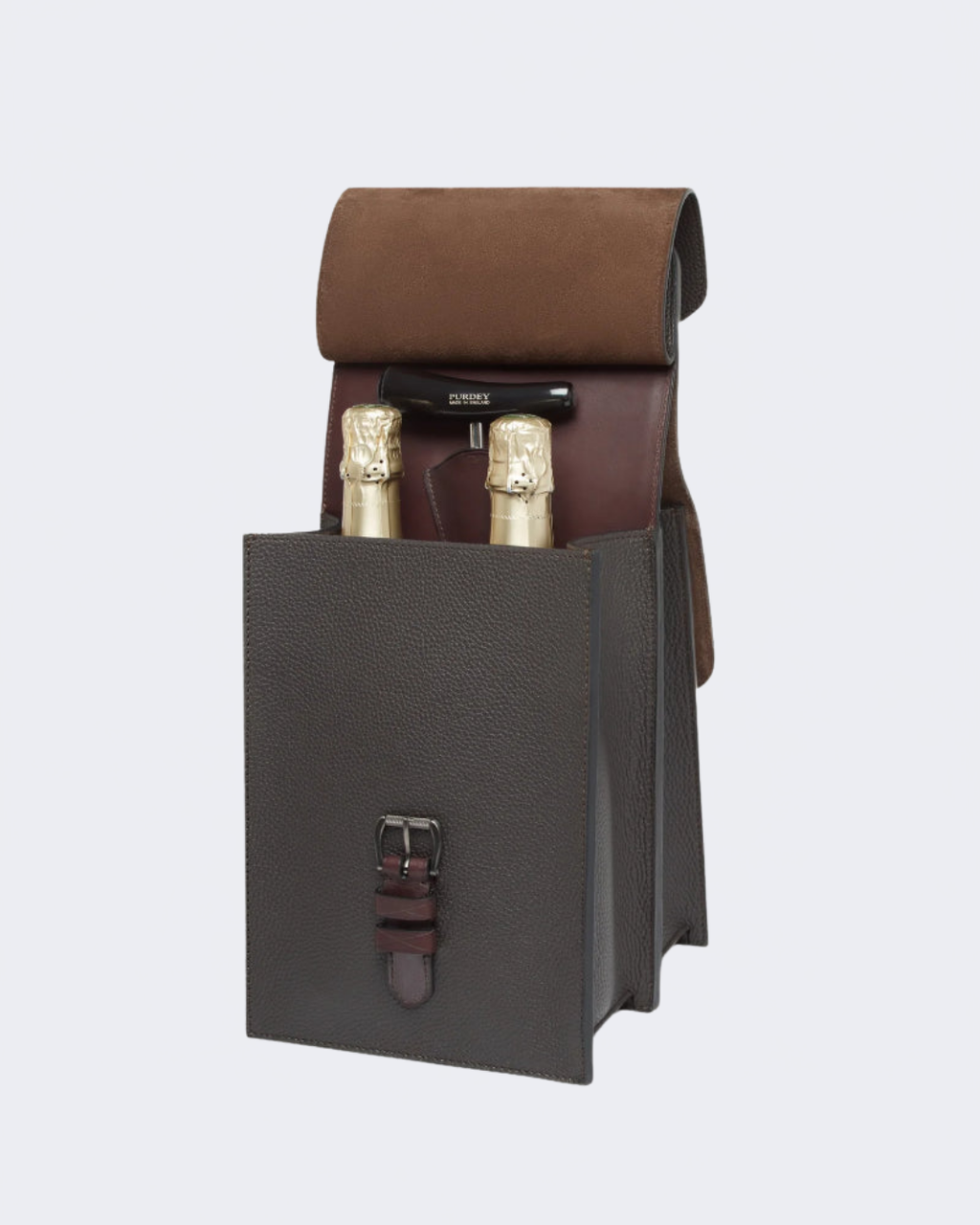 Chocolate Grain Leather Wine & Cartridge Carrier