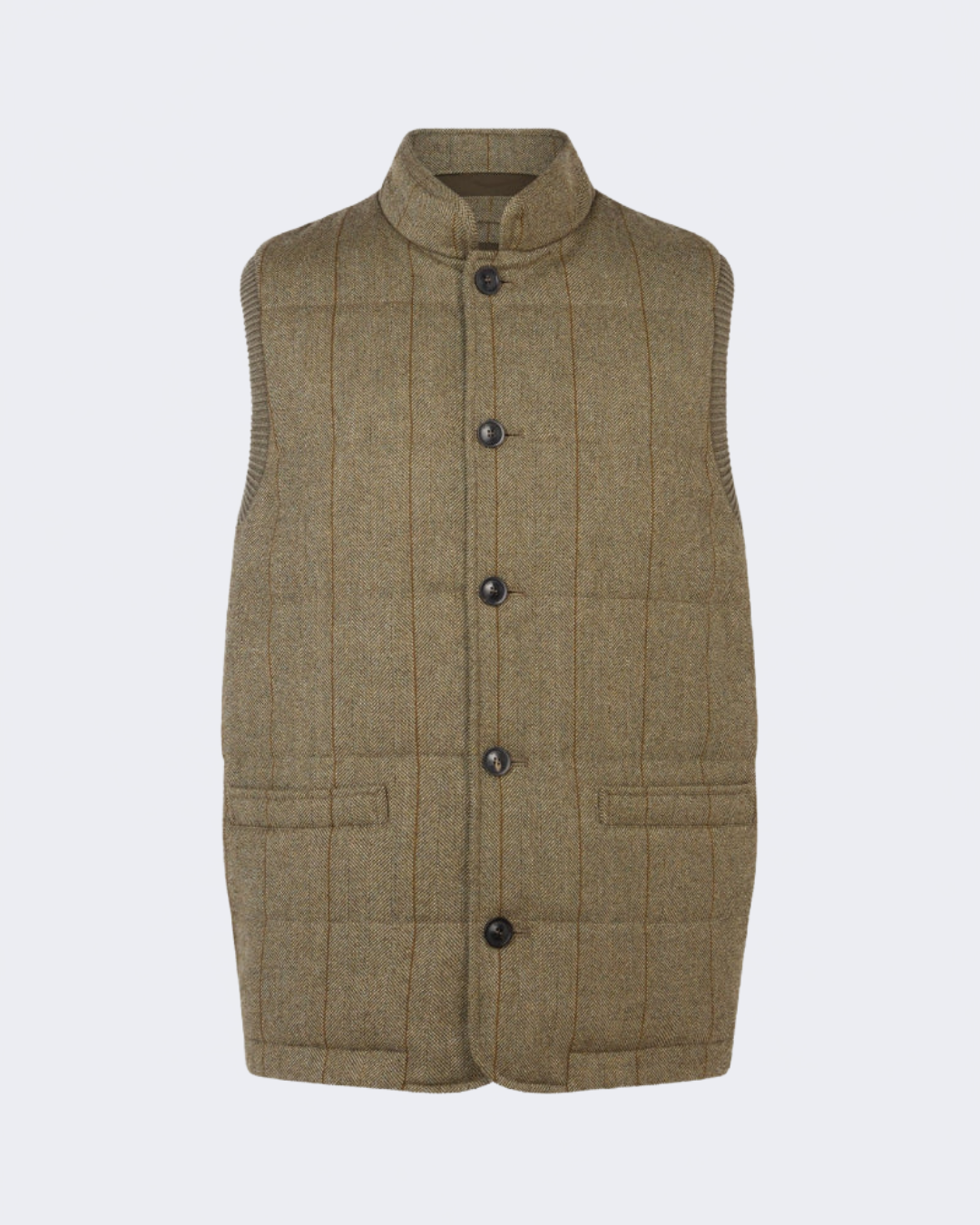 Clarges Knit and Fabric Hybrid Gilet in Cairn Tweed