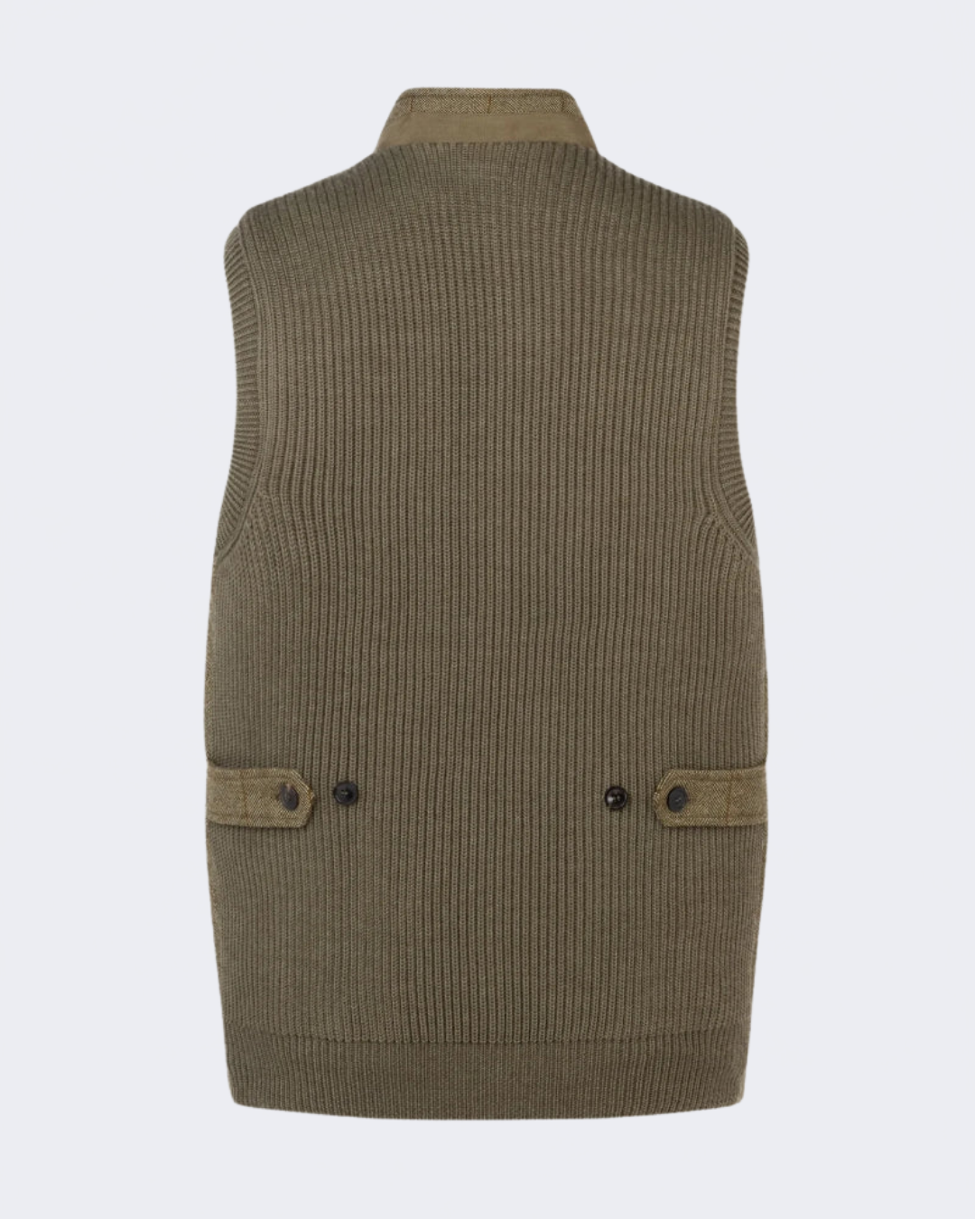 Clarges Knit and Fabric Hybrid Gilet in Cairn Tweed