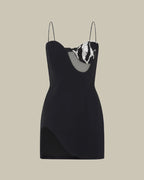Crystal Embroided Fish Bra Patch Mini Dress