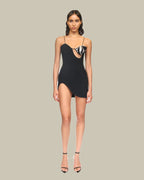 Crystal Embroided Fish Bra Patch Mini Dress