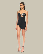Crystal Embroided Fish Bra Patch Mini Dress