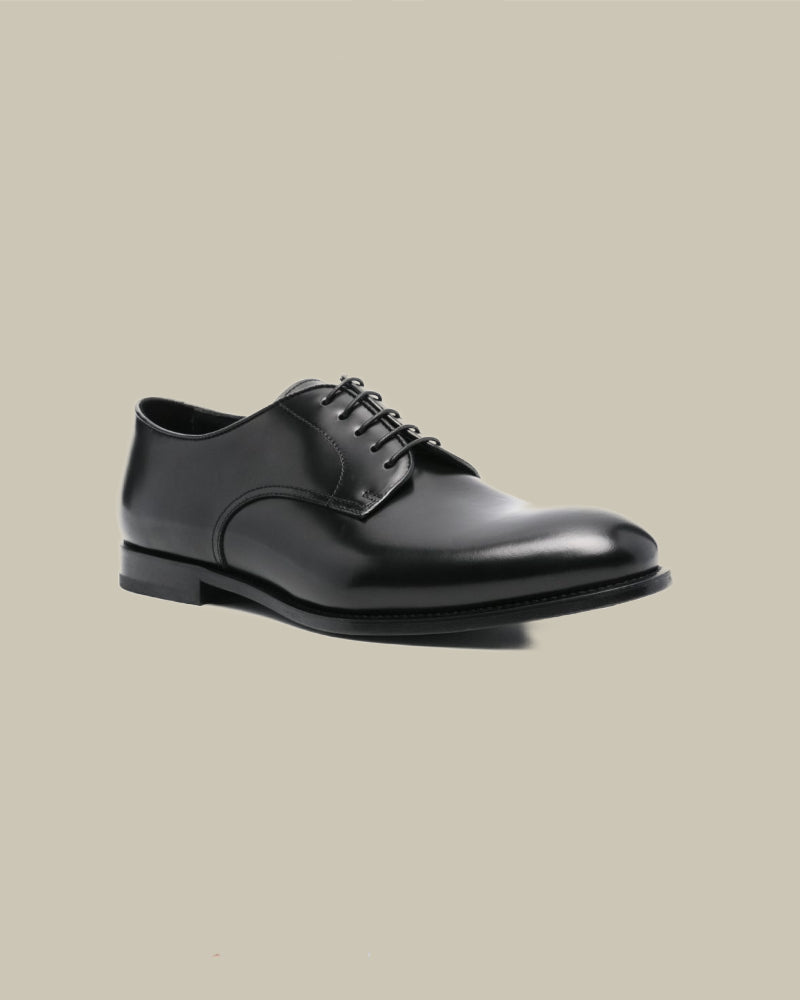 Black Leather Lace Up Derby