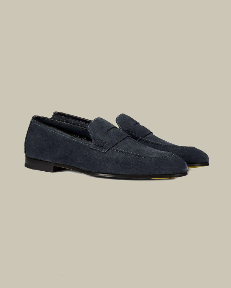 Navy Suede Penny Loafer
