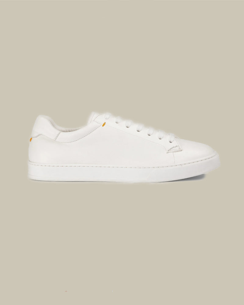 White Calf Skin Cupsole Sneaker