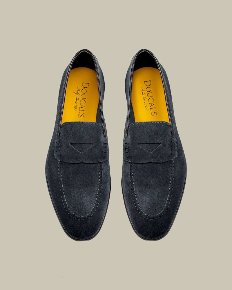 Navy Suede Penny Loafer