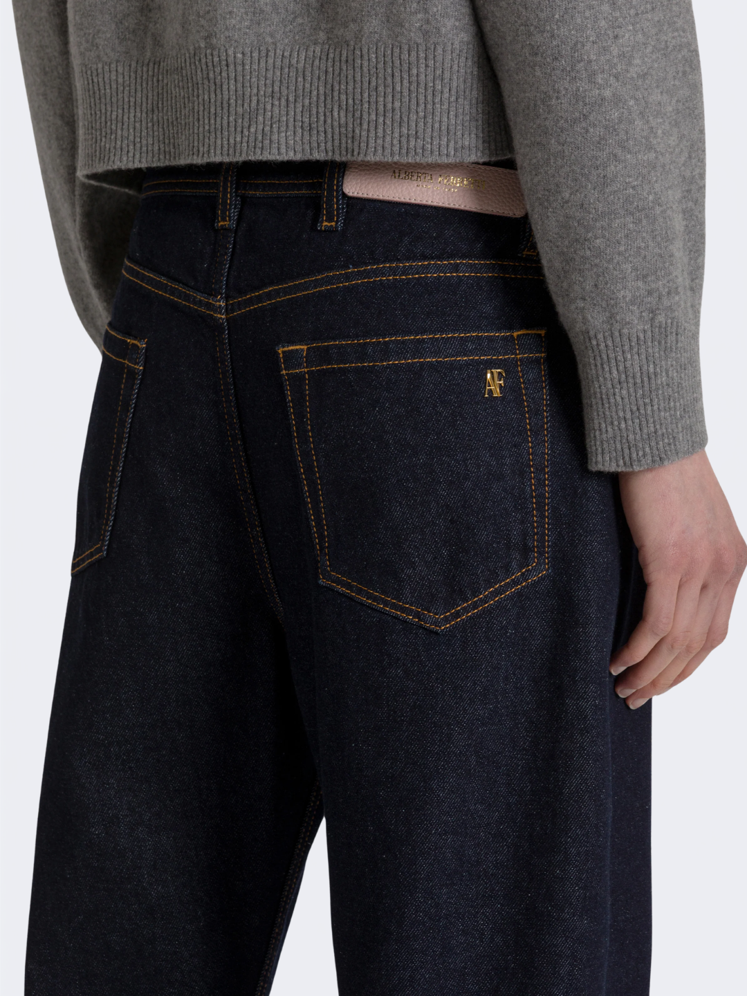 Dark Blue Wide Leg Jeans With AF Logo