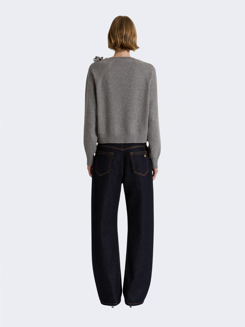 Dark Blue Wide Leg Jeans With AF Logo