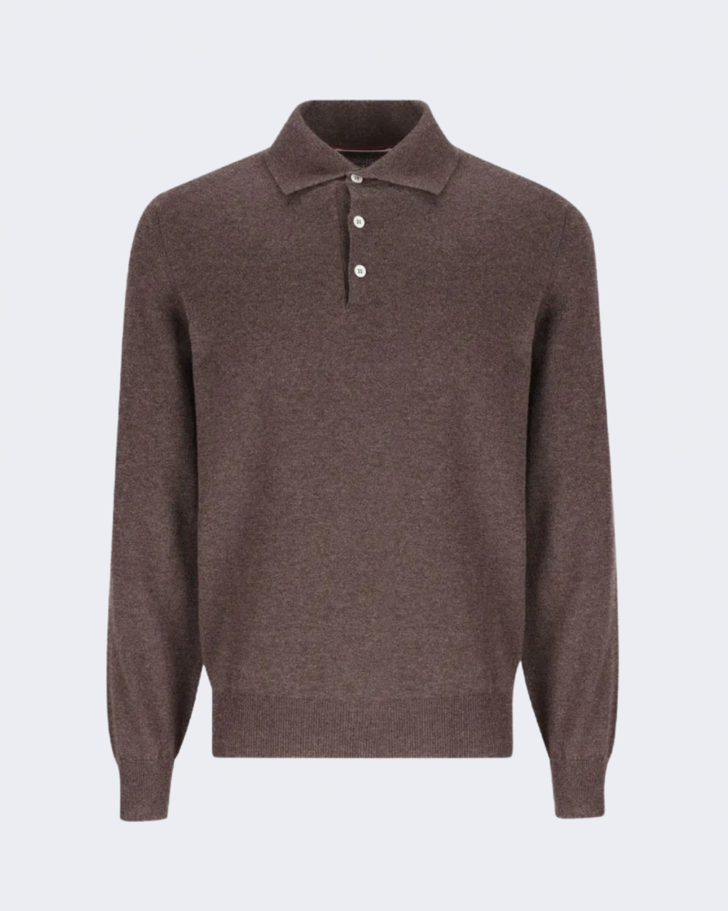 Dark Brown Cashmere Knit Polo Shirt