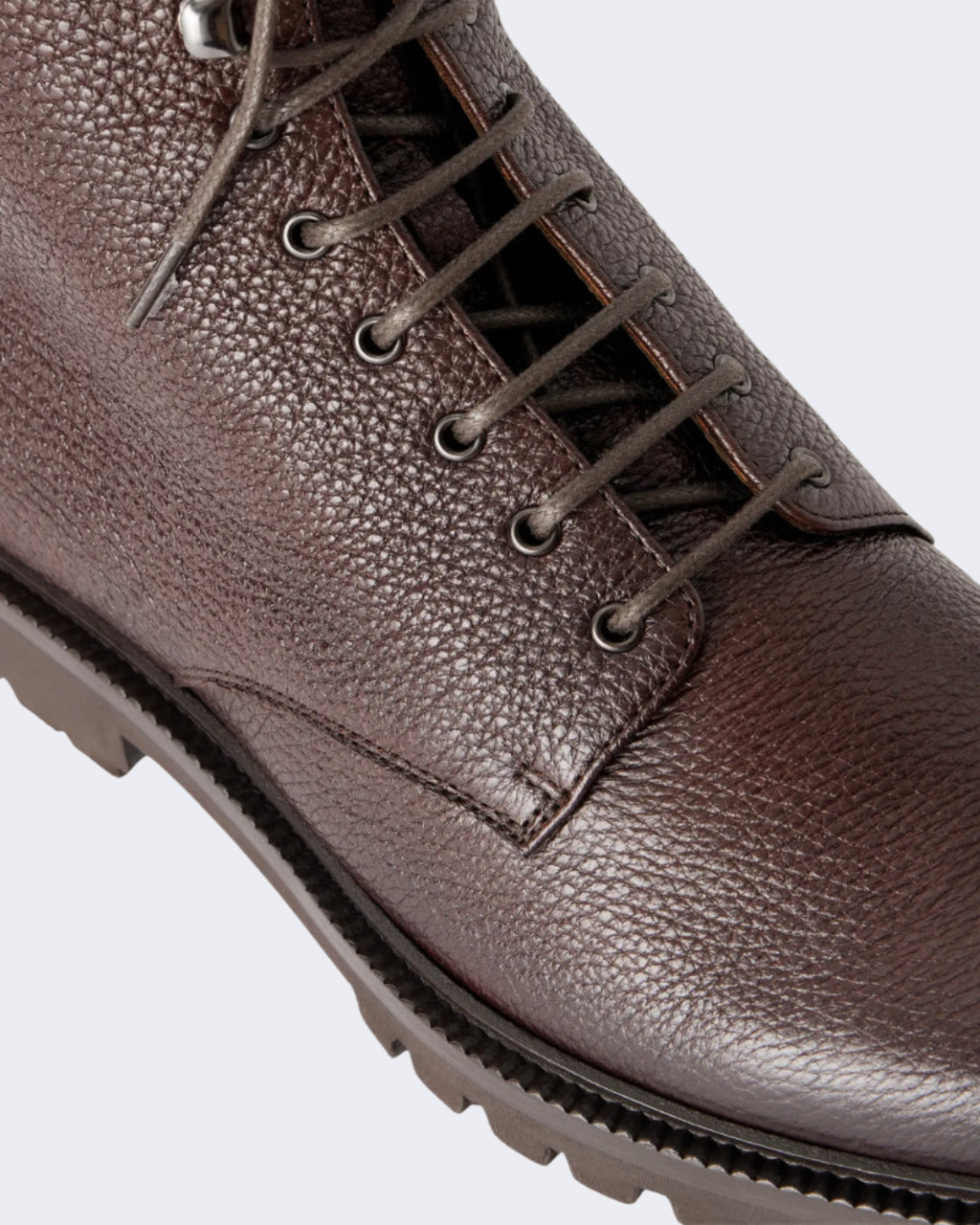 Dark Brown Leather Lace Up Ankle Boot