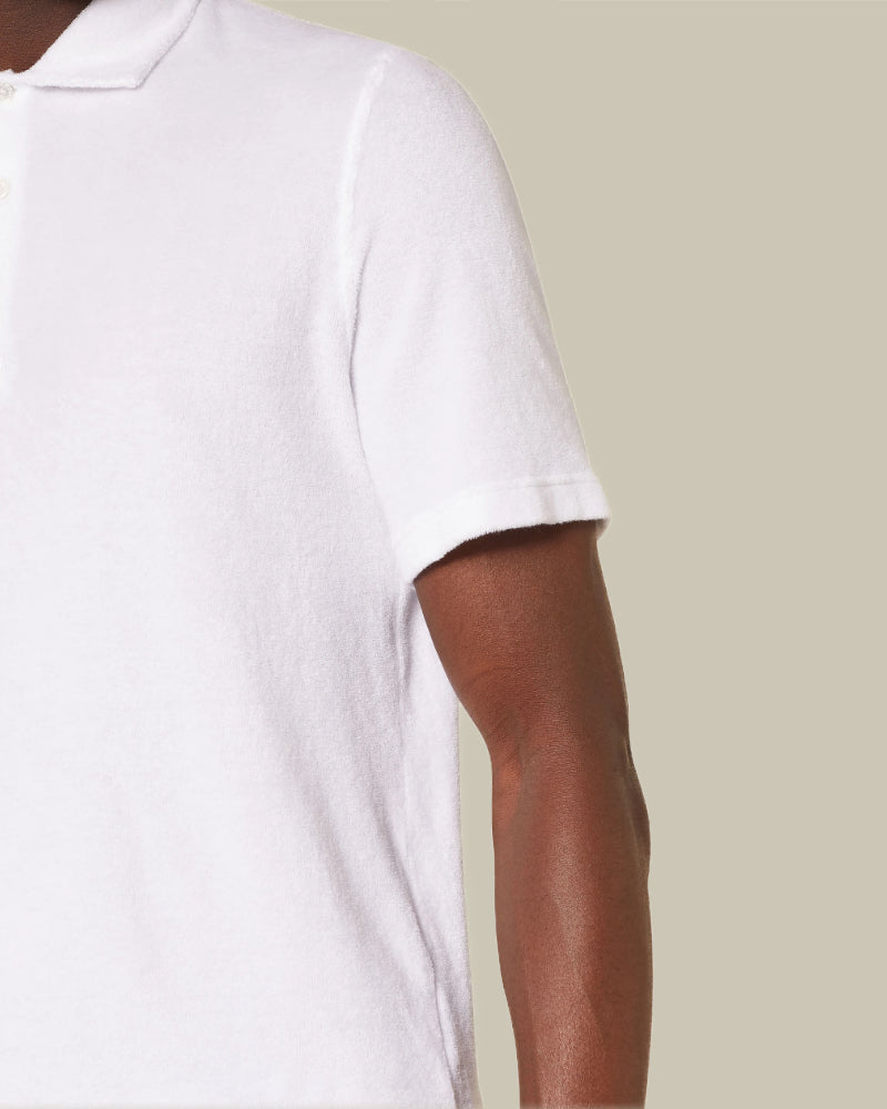 Cotton Terry Towelling White Polo Shirt
