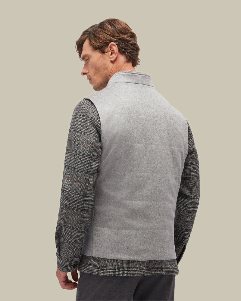 Grey Lightly Padded Cashmere Gilet