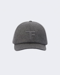 Grey Cashmere Cap With Leather Detailing