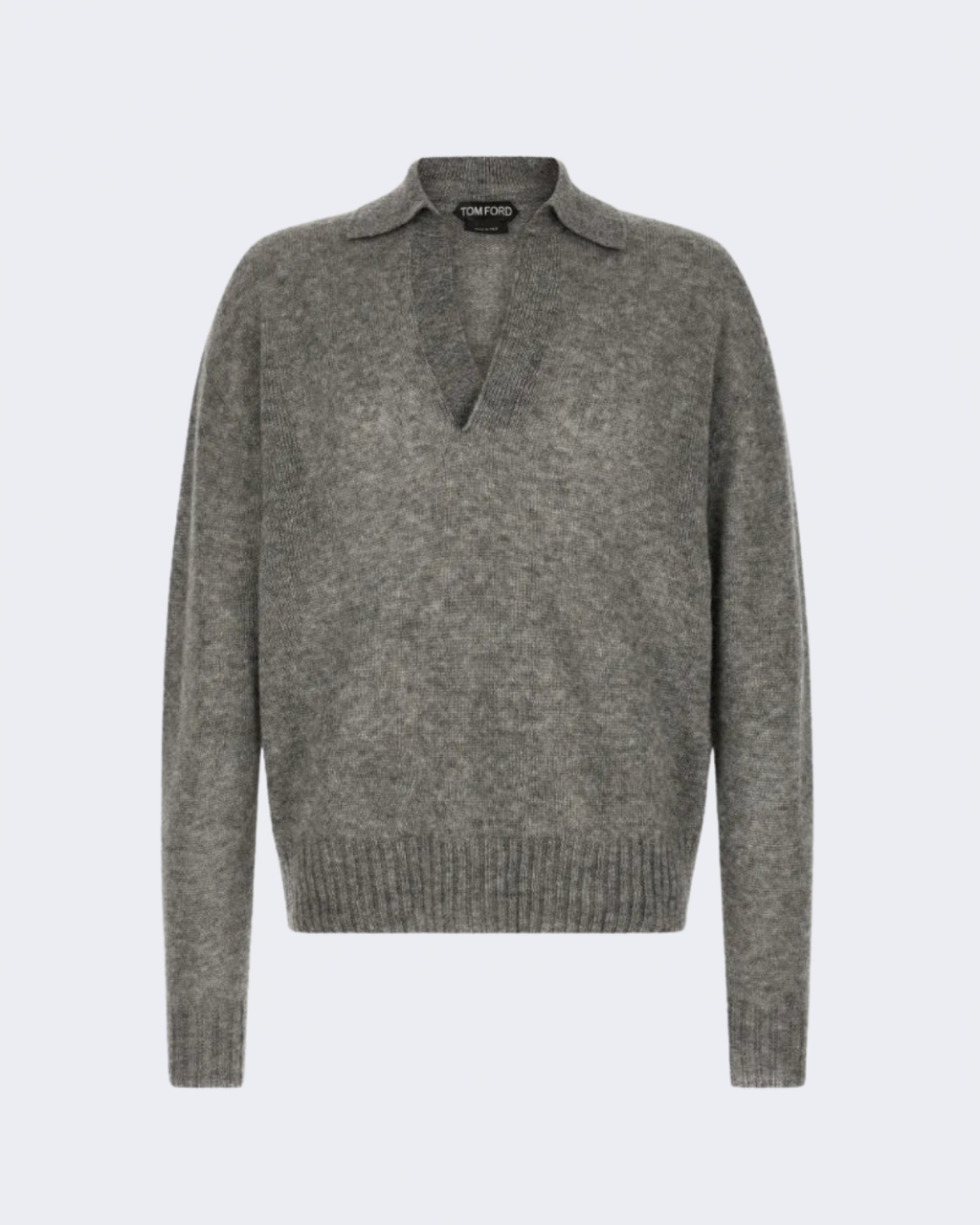 Grey Seamless Cashmere Silk Knitted Polo