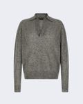 Grey Seamless Cashmere Silk Knitted Polo