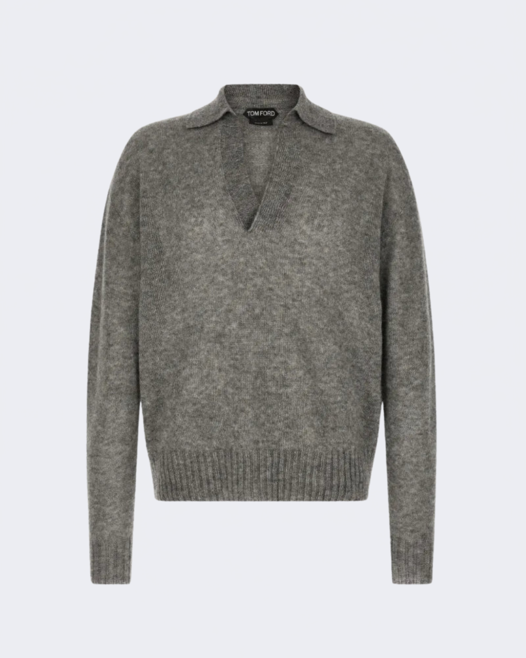 Grey Seamless Cashmere Silk Knitted Polo
