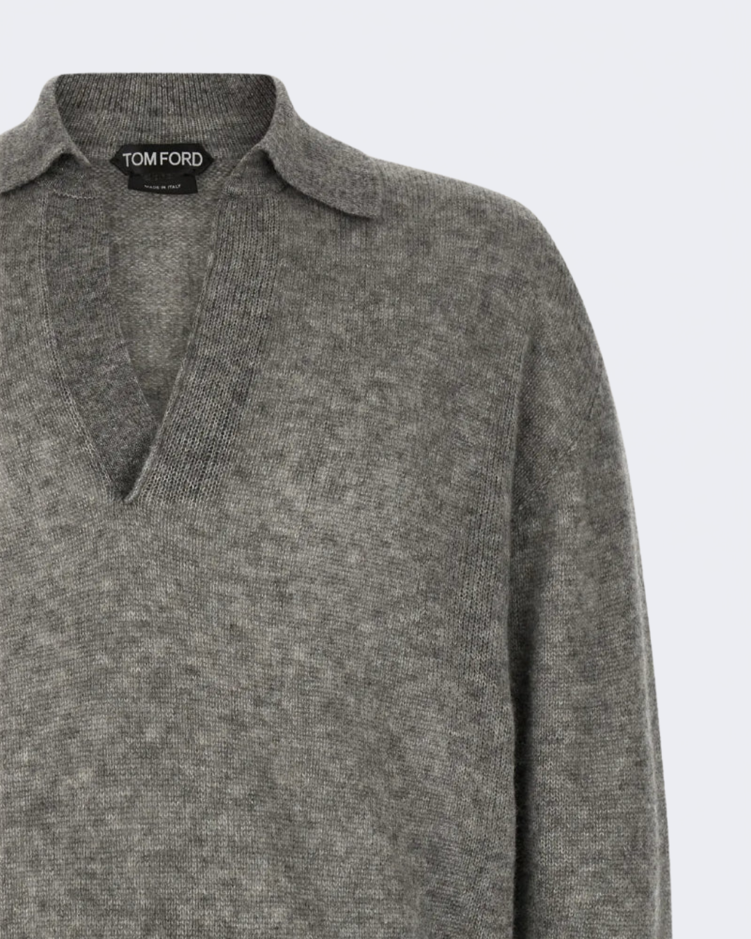 Grey Seamless Cashmere Silk Knitted Polo