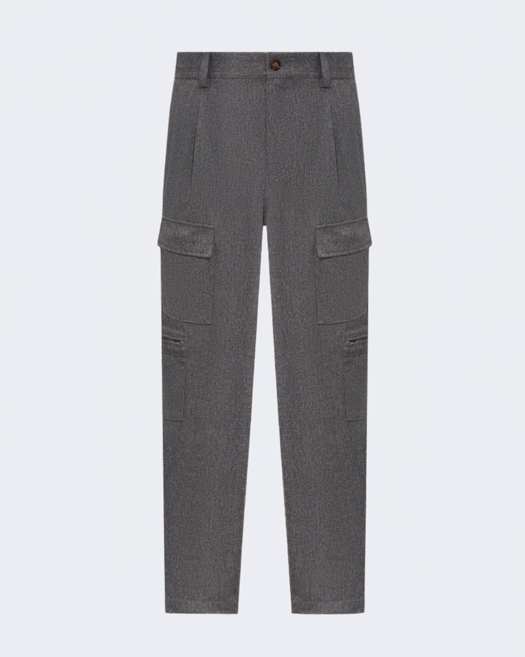 Grey Virgin Wool Flannel Cargo Trouser