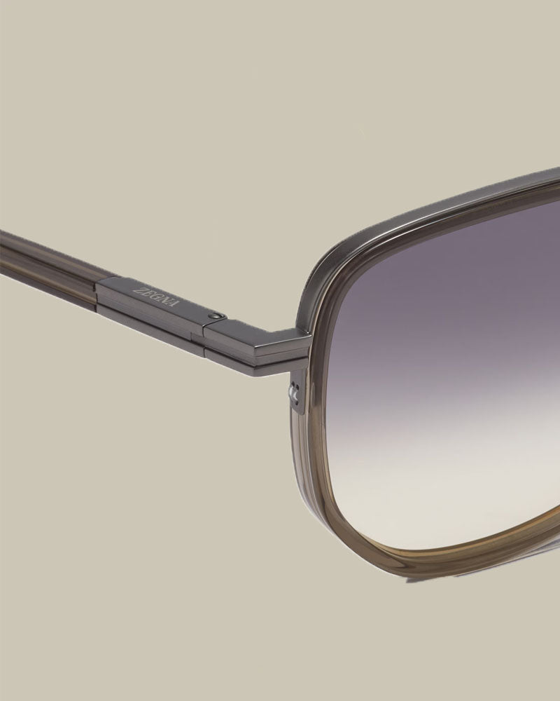 Gunmetal Acetate and Metal Sunglasses