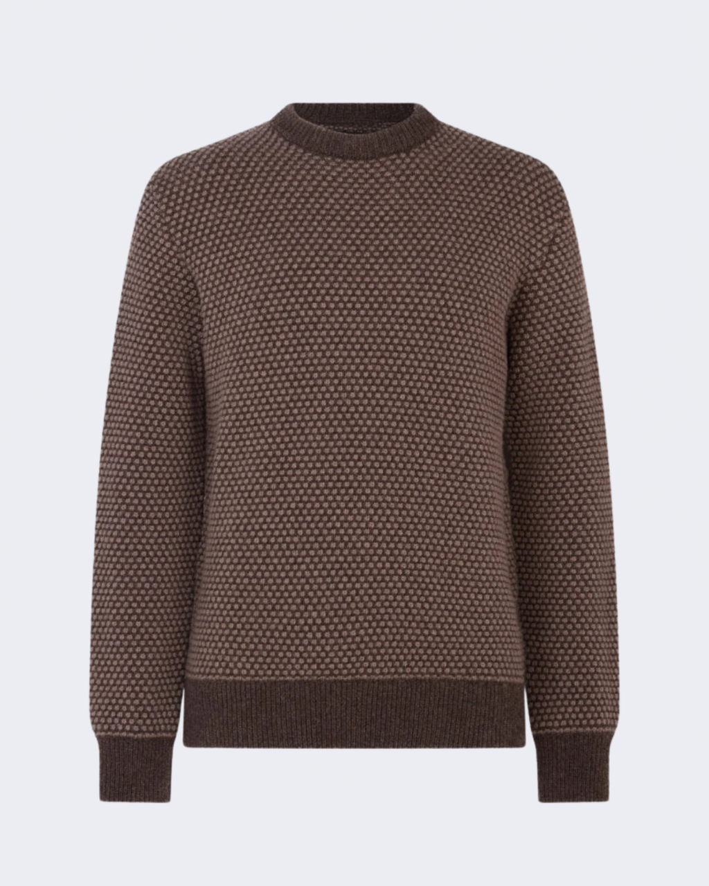 Hamilton Bi Colour Wool Crew Neck Walnut