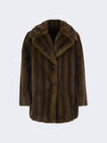 Hazelnut Short Faux Fur Collared Coat