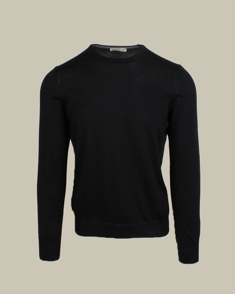 Black Super Tasmania Wool Crew Neck