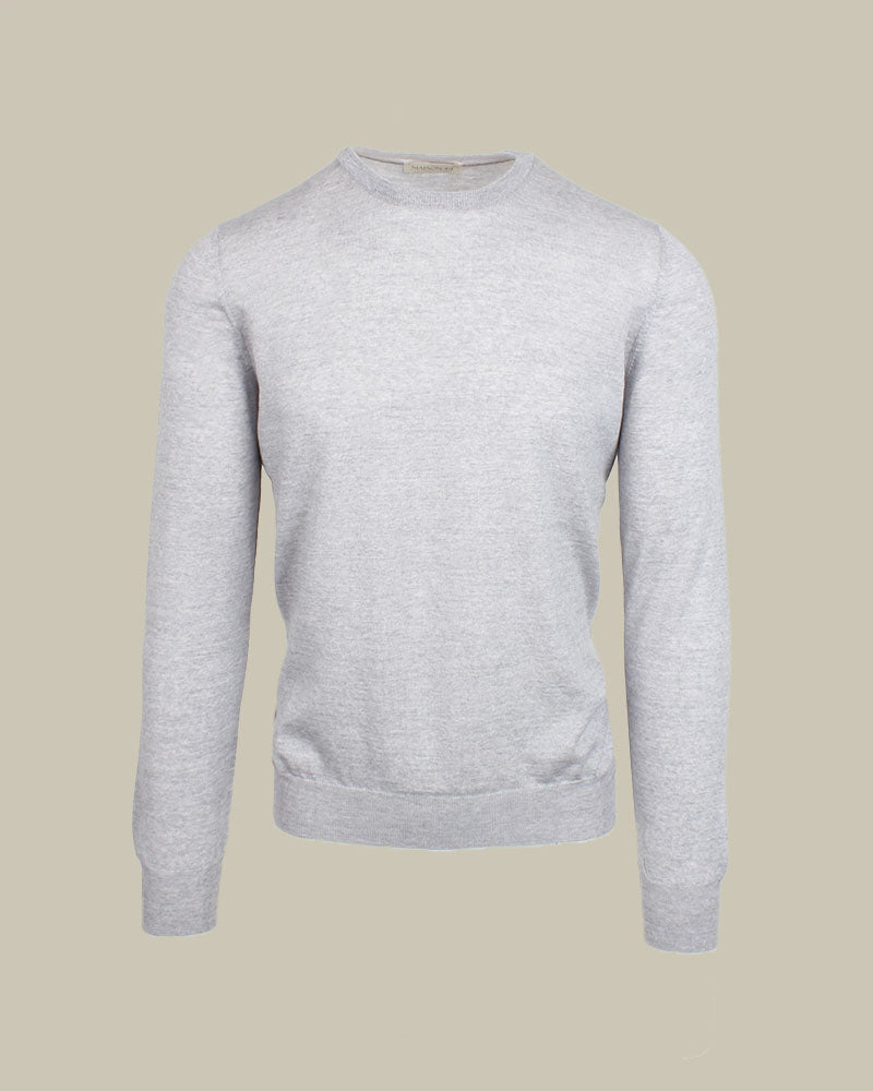 Marl Grey Super Tasmania Wool Crew Neck