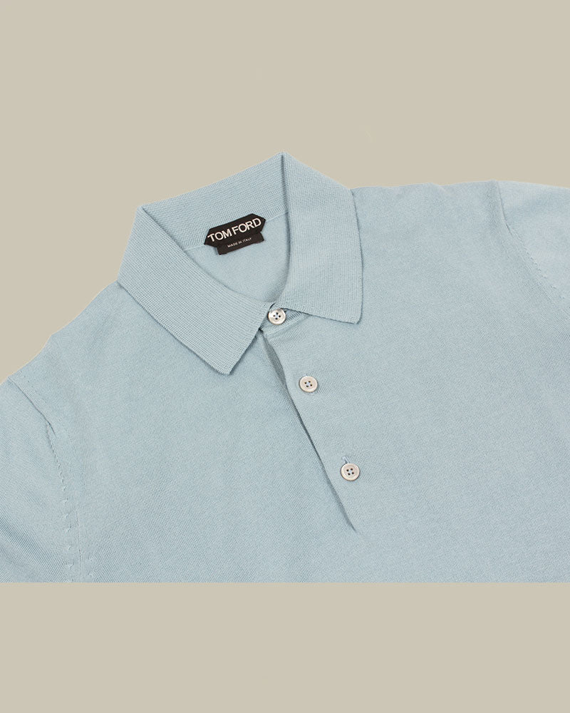 Pure Cotton Knit Polo Lapis