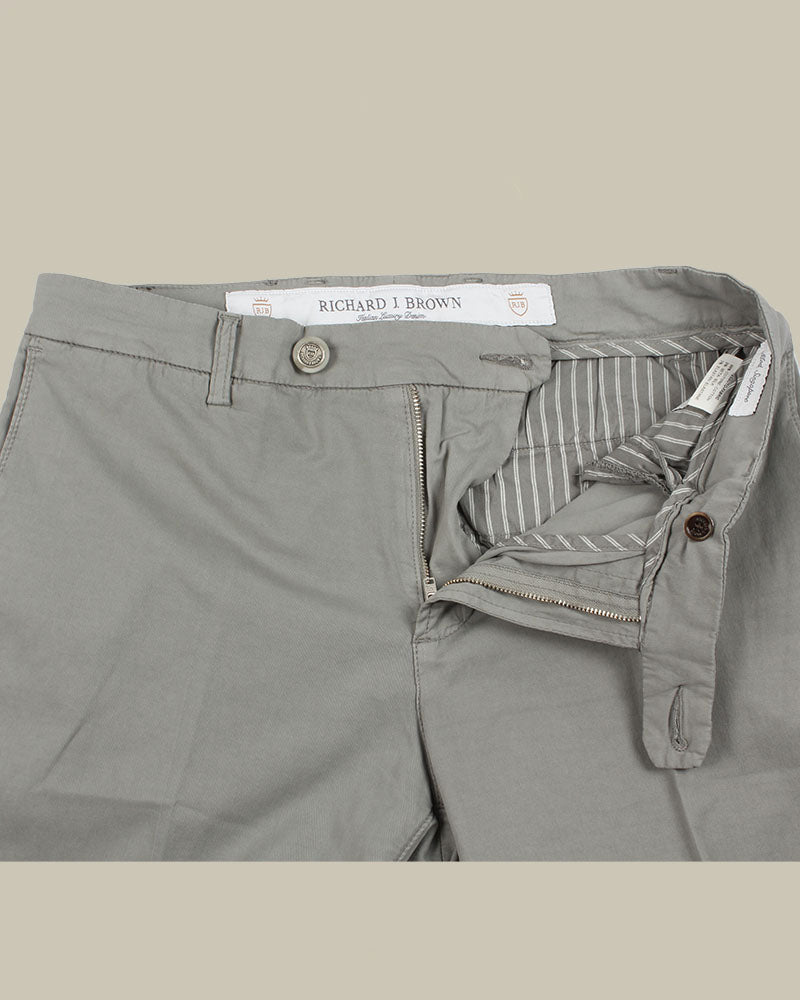 SINGAPORE Grey Cotton & Silk Chino