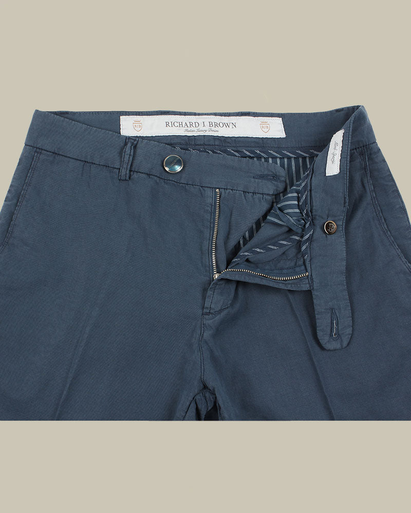 SINGAPORE Navy Cotton & Silk Chino