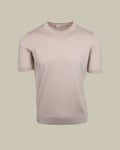 Beige Suvin Cotton Short Sleeve Crew Neck