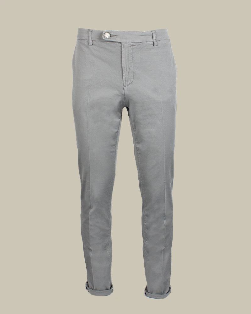 SINGAPORE Grey Cotton & Silk Chino