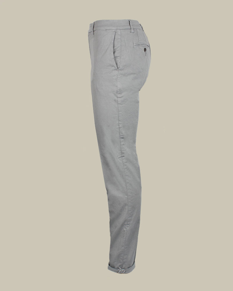 SINGAPORE Grey Cotton & Silk Chino