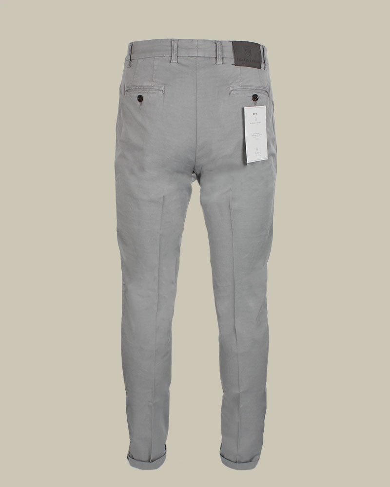 SINGAPORE Grey Cotton & Silk Chino