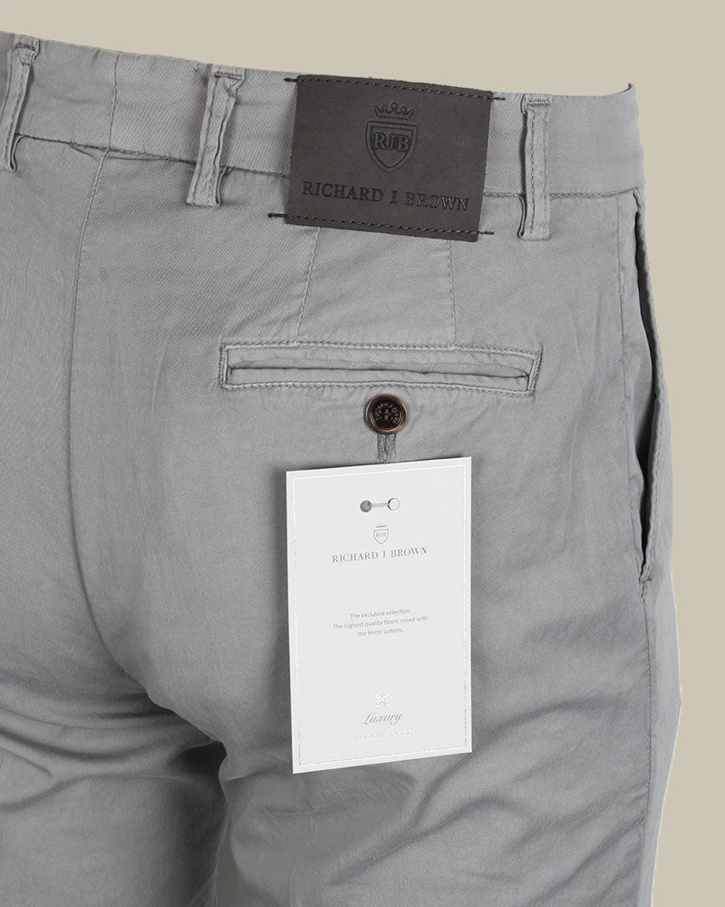 SINGAPORE Grey Cotton & Silk Chino