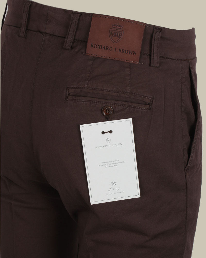 SINGAPORE Brown Cotton & Silk Chino