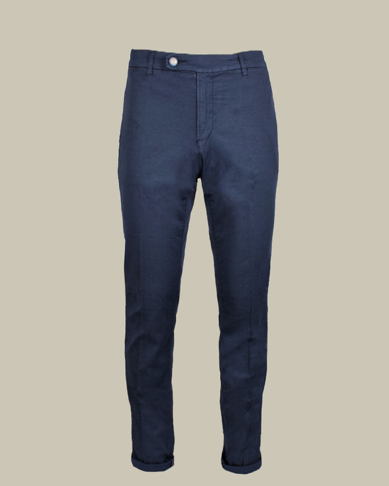 SINGAPORE Navy Cotton & Silk Chino