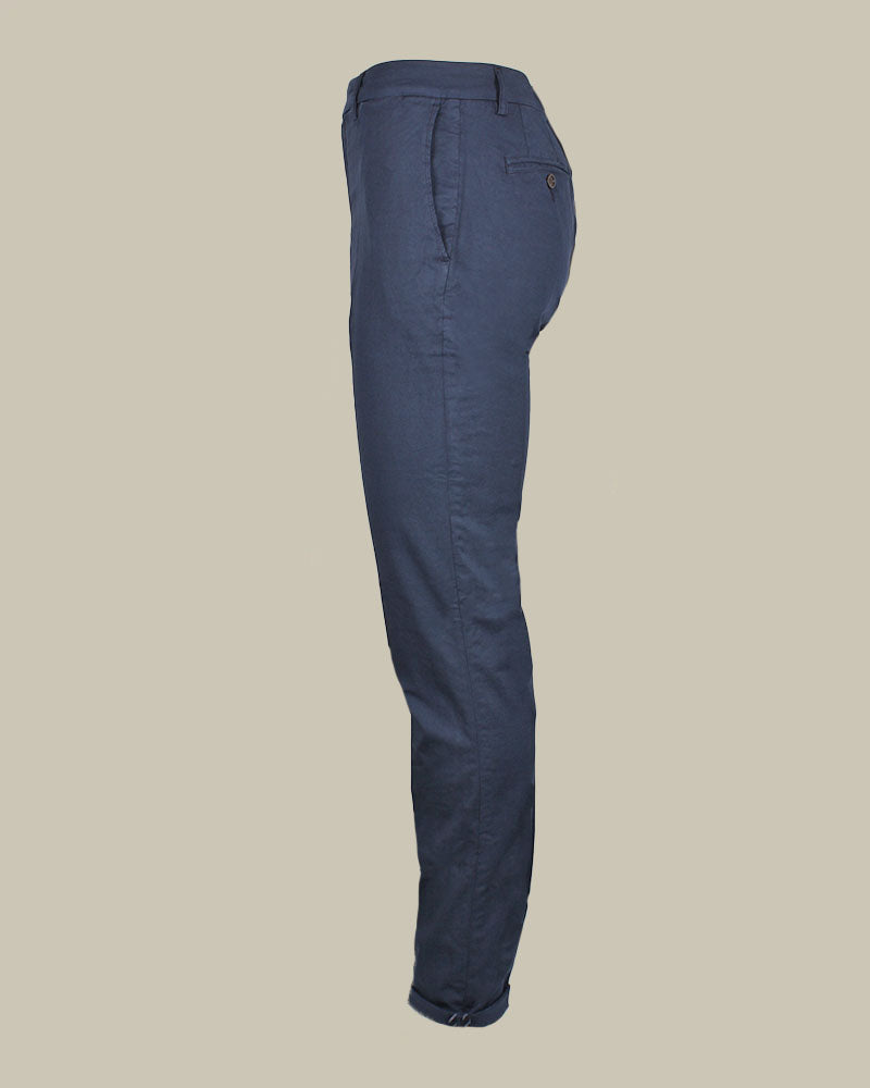 SINGAPORE Navy Cotton & Silk Chino