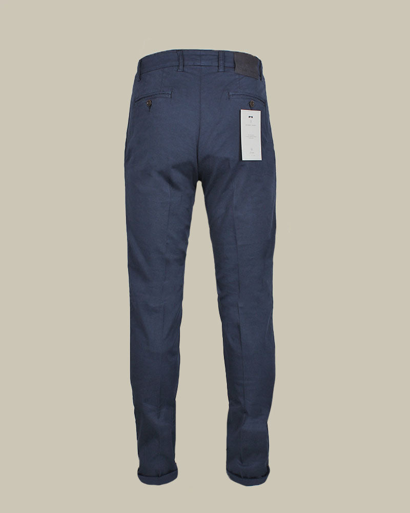 SINGAPORE Navy Cotton & Silk Chino