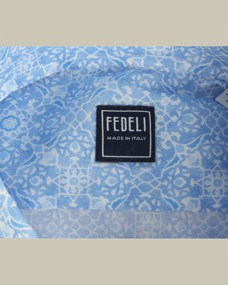 Panamino Cotton Patterned Shirt Sky Blue