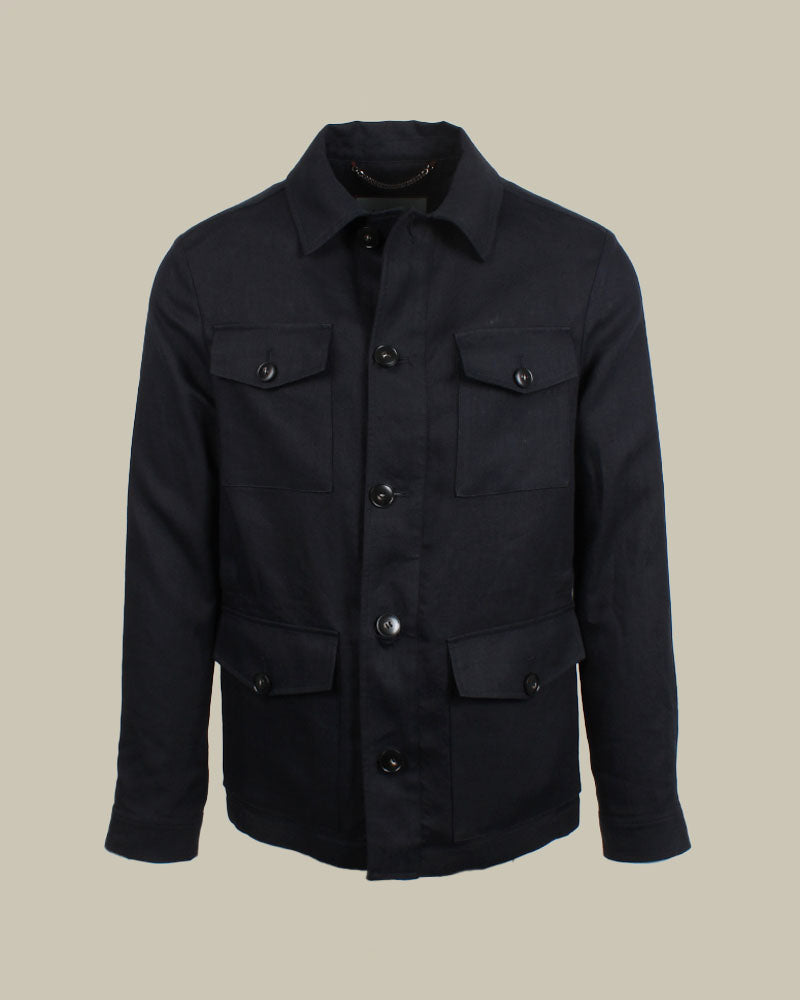 Navy Linen Overshirt