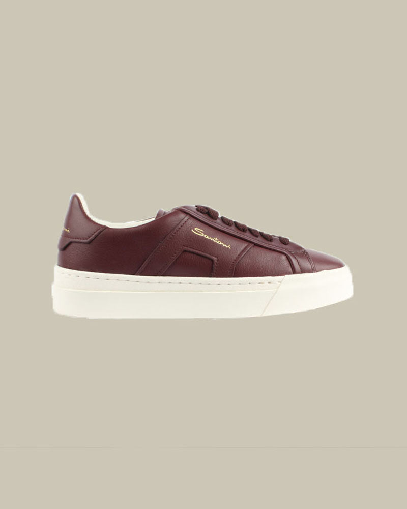 Burgundy Leather Double Buckle Sneaker