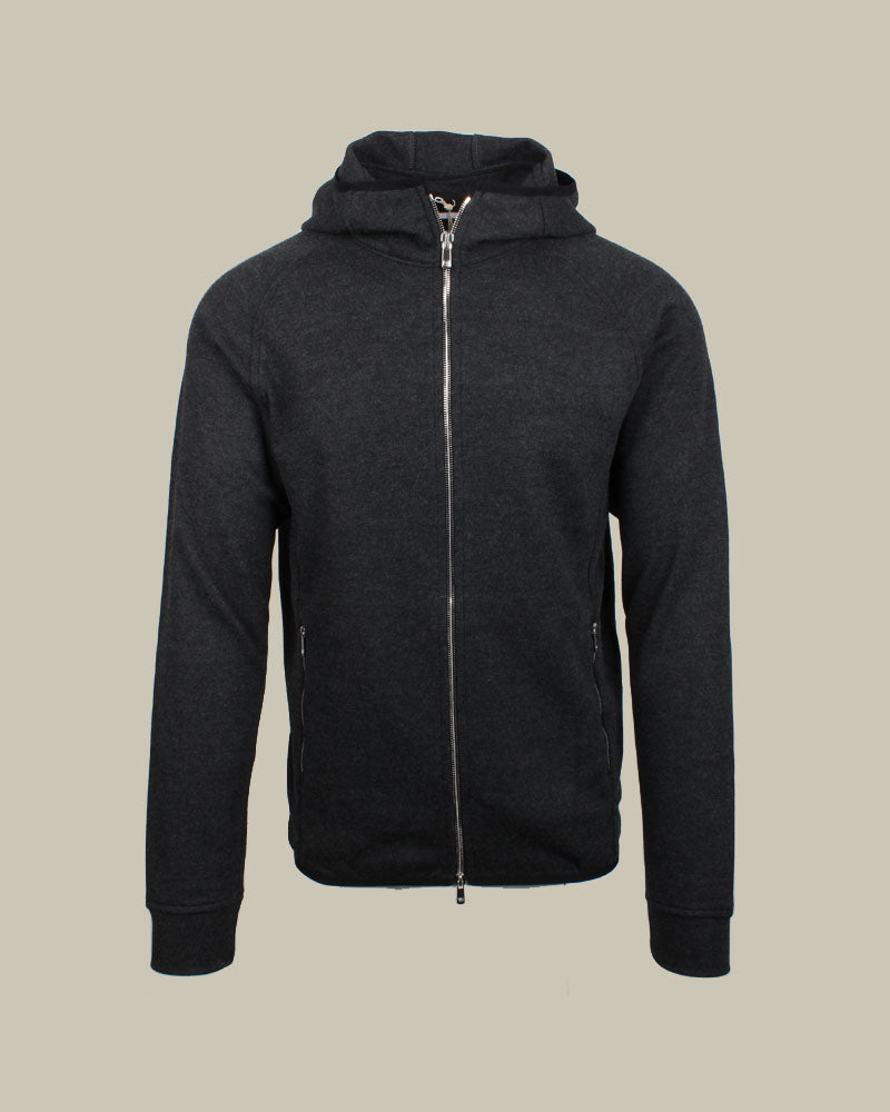 Grey Cashmere Blend Jersey Hooded Twinset