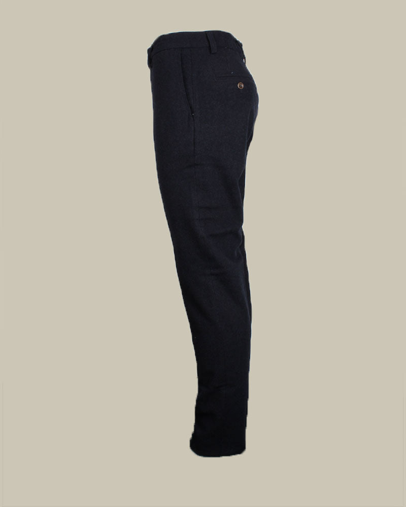 SINGAPORE Navy Heavyweight Cashmere Blend Flannel Trouser